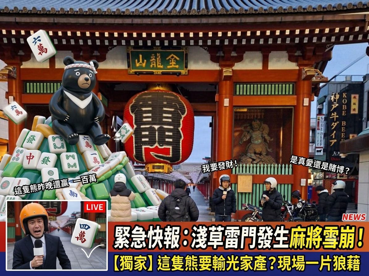 台灣黑熊在日本,麻將界的復仇者聯盟,台灣熊愛打麻將,台灣黑熊打麻將,熊霸天下熊掌摸牌,台日友好黑熊麻將大賽,淺草寺麻將傳奇,東京雷門方城之戰,台日友好招財補花推廣大使,台日國粹特使
