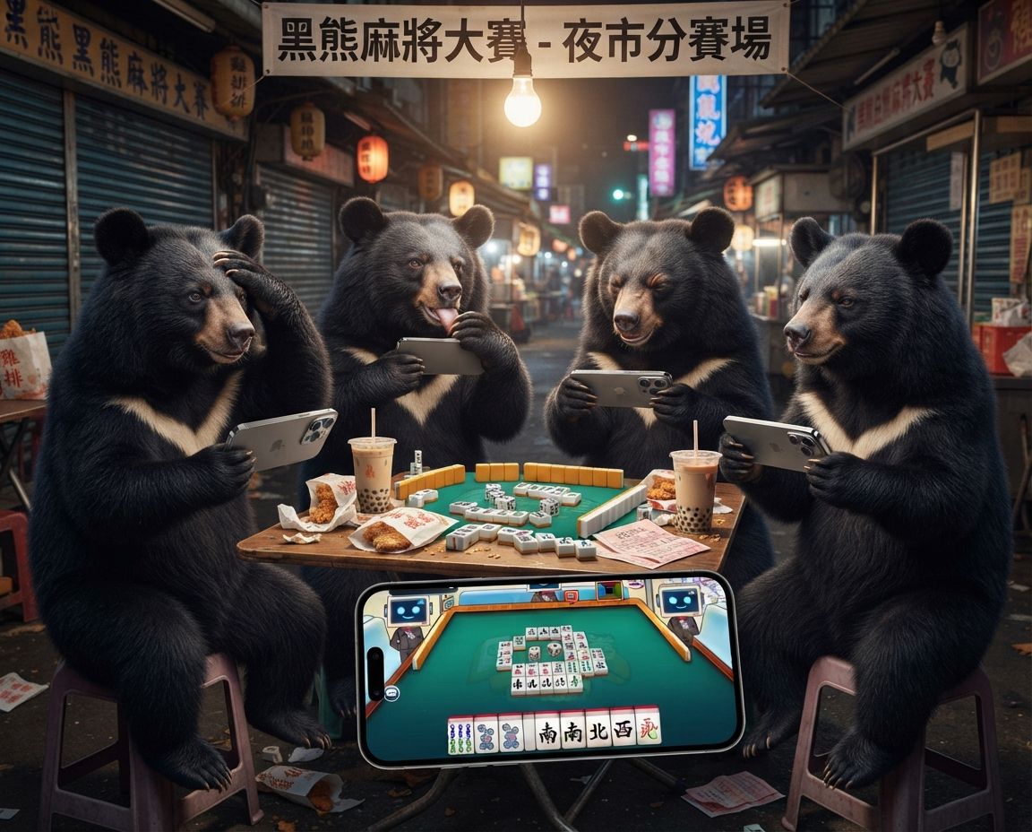 台灣黑熊夜市圍爐打麻將,2026最新款iPhone狂玩愛台灣打麻將,台灣黑熊咆哮真人PK,黑熊三缺一,狂撈海底撈月,黑熊三缺一,沉浸式麻將大賽,台灣熊愛打麻將,台灣黑熊打麻將,碰牌胡牌大三元,聽牌摸牌洗牌打麻將