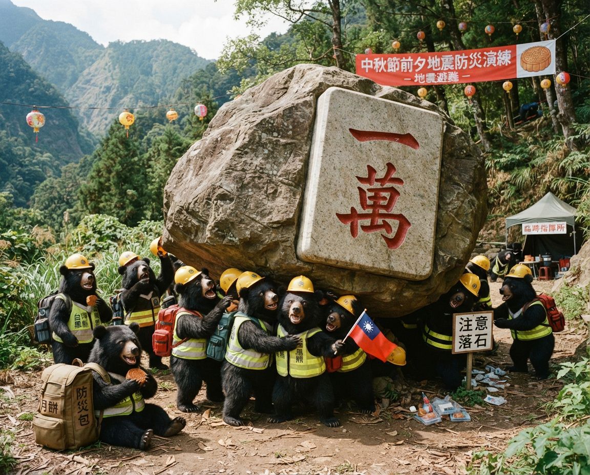 中秋節前夕台灣黑熊地震防災演練打麻將,台灣黑熊麻將激戰自摸發財,麻將戰局自摸九條,台灣黑熊緊急避難演練,台灣熊愛打麻將,台灣黑熊打麻將,碰牌胡牌大三元,中秋節前夕深夜大亂鬥,聽牌摸牌洗牌打麻將,台灣黑熊中秋熊掌碰碰胡