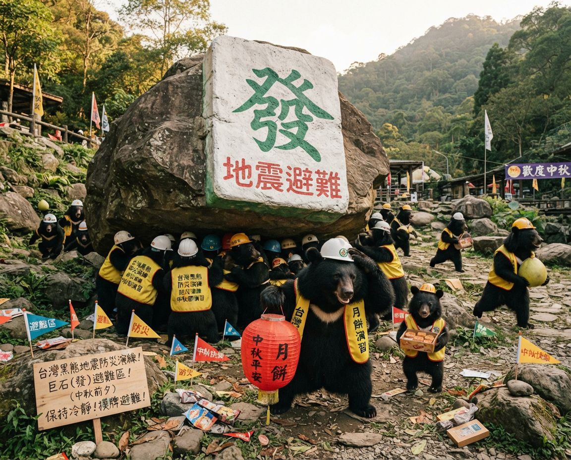 中秋節前夕台灣黑熊地震防災演練打麻將,台灣黑熊麻將激戰自摸發財,麻將戰局自摸九條,台灣黑熊緊急避難演練,台灣熊愛打麻將,台灣黑熊打麻將,碰牌胡牌大三元,中秋節前夕深夜大亂鬥,聽牌摸牌洗牌打麻將,台灣黑熊中秋熊掌碰碰胡