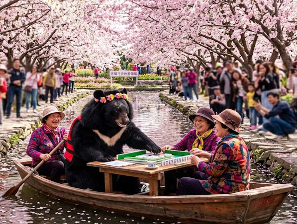 台灣黑熊,台灣熊愛打麻將,台灣黑熊打麻將,熊掌摸牌,國寶熊界雀聖,彰化芬園揪團打牌,彰化芬園熊界傳奇,彰化芬園櫻花隧道大三元